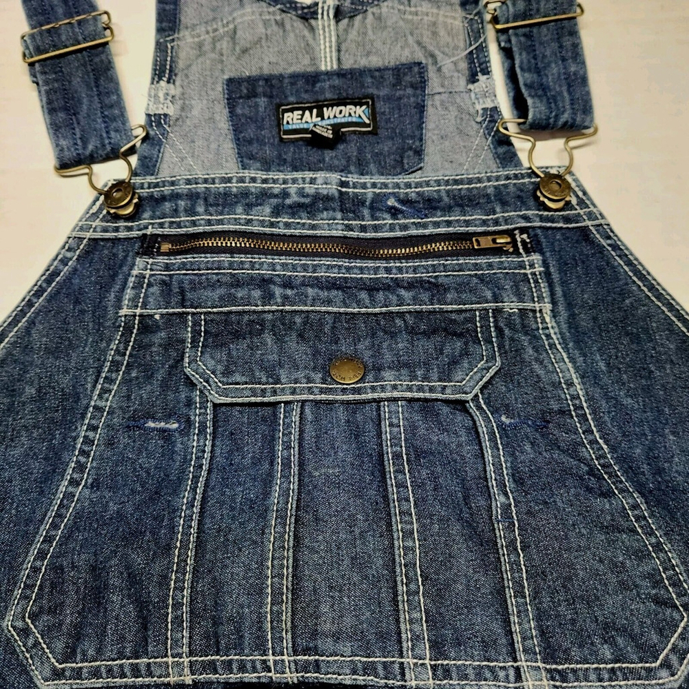 Mens Real Work Wear Denim Bib Overalls Relaxed Fit Blue 44W 30L Outdoor Mechanic - Picture 2 of 12